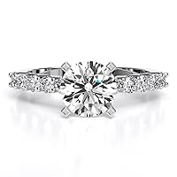 Siyaa Gems 3 CT Round Infinity Accent Engagement Ring Wedding Eternity Band Vintage Solitaire Silver Jewelry Halo-Setting Anniversary Praise Rings Gift