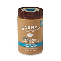 Barney Butter Almond Butter, Bare Smooth, 16 Ounce Jar, No Added Sugar or Salt, Skin-Free Almonds, No Stir, Non-GMO, Gluten Free, Keto, Paleo, Vegan