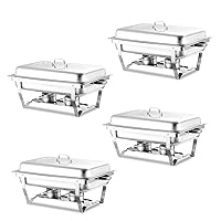 Chafing Dish Buffet Set 4 Pack,Stainless Steel Rectangular Buffet Servers and Warmers,Chafers for Catering,Foldable Frame Legs,10 QT Food Warmer for Parties, Buffets, Banquet, Catering Events