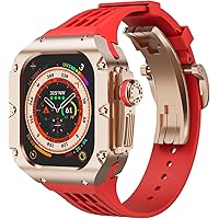 49mm Titanium Alloy Watch Case Rubber Band，For Apple Watch Ultra 2 Series Replacement，Sport Straps Watch Case Metal Crown Bezel Mod Kit Accessories
