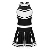 YiZYiF Girls' Kids Cheer Uniform Costume Skirt Set Christmas Party Halloween Cheerleading Fancy Dress Outfits