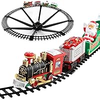 Electric Train Toy for Boys & Girls,Christmas Train Set, Model Christmas Train Set for Under The Tree, Railway Kit with Sounds, Light, Christmas Train Set Toys for Kids Battery Operated, g Gauge