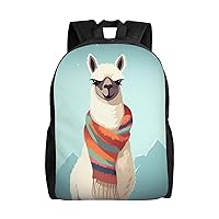Kururi Llama In A Scarf Print Backpack Laptop Backpack Waterproof Weekender Bag Travel Bag For Work Travel Hiking Camping