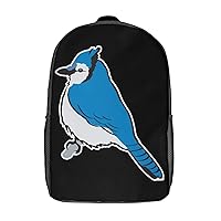 Blue Jay Bird Travel Backpack Casual 17 Inch Large Daypack Shoulder Bag with Adjustable Shoulder Straps