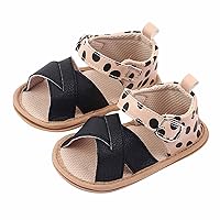 Infant Girls Open Toe Dot Printed Shoes First Walkers Shoes Summer Toddler Flat Sandals Baby Boy Sandals 12-18 Months