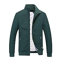 Men's Lightweight Full Zip Jacket Stand Collar Thin Outerwear Windbreaker Golf Zipper Coat Casual Bomber Jackets