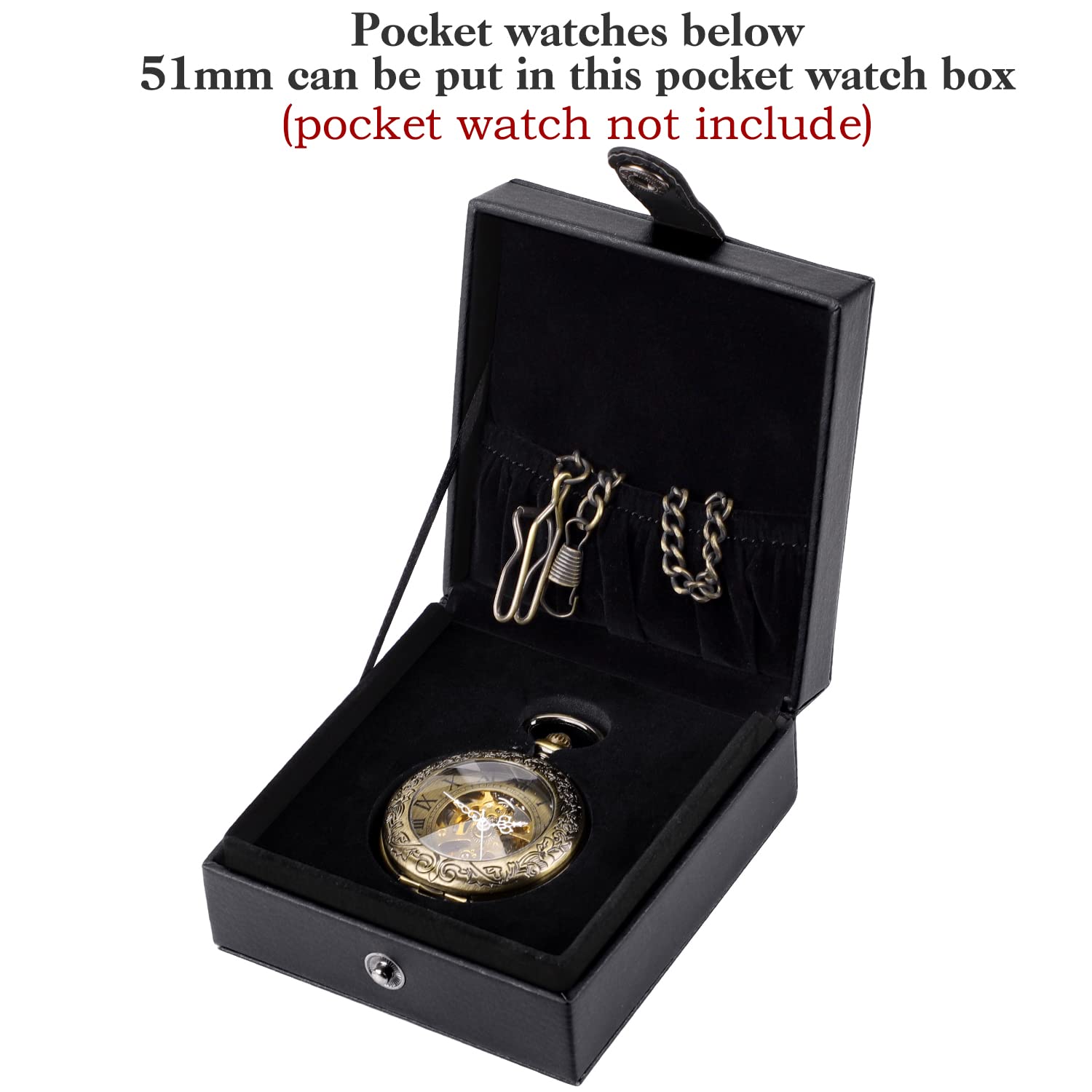 ManChDa Leather Pocket Watch Box Portable Single PU Pocket Watch Case Display Organizer Pocket Watch Gift Box Pocket Watch Storage Box Trip - Portable Travel Pocket Watch Case Gifts for Men