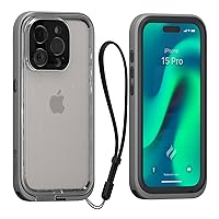 Catalyst Total Protection Case for iPhone 15 Pro - 5X More Waterproof iPhone Case, Highly Responsive Screen and Face id, Survives up to 65% Higher Drops Gray