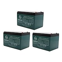 3PCS 12V 12AH 10HR Motorcycle Battery 6-DZM-12 Battery Rechargeble for Electric Bike Scooter Bicycle Go Kart ATV UTV Buggy Quad Bike,Golf Cart Electric Vehicles Ride on Toys Lead Acid Battery