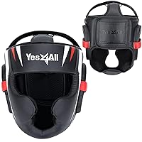 Yes4All Extreme Full Face Boxing Headgear, Adjustable Sparring Headgear, Martial Arts Helmet with PU Leather for Muay Thai, MMA Training, Sparring, Kickboxing