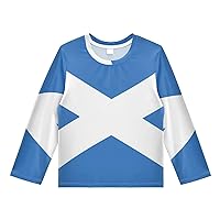 Patriot Boys' Rash Guard Shirts Scottish Flag Blue Swim Shirt 3-12T