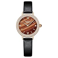 Woman Quartz Stainless Steel Leather Rhinestone Watch Simple Dress Ladies Wristwatches Waterproof