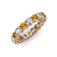 Citrine and Lab Grown Diamond 3 3/8 ctw Womens Eternity Ring Stackable 14K Gold
