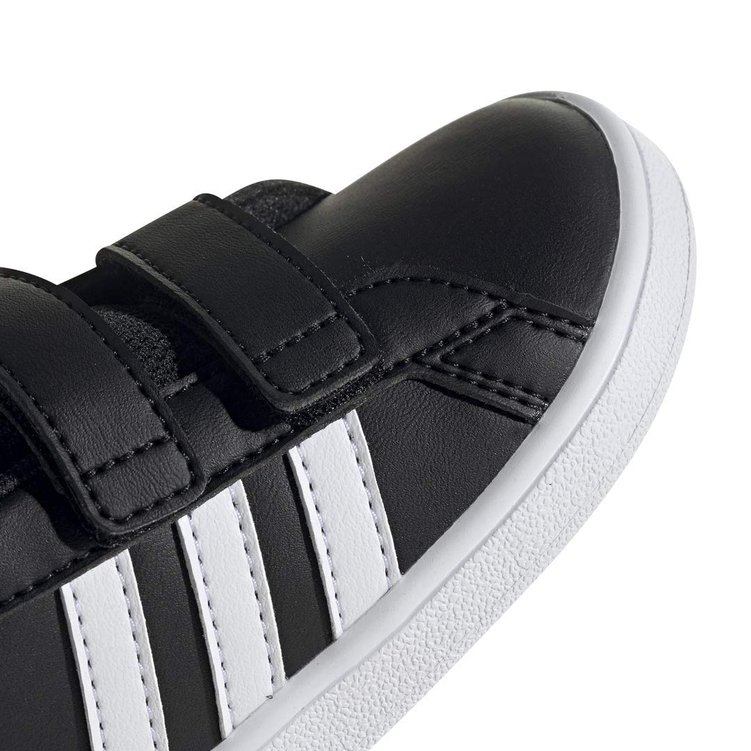 adidas unisex baby Grand Court Tennis Shoe, Black/White/White, 7.5 Toddler US