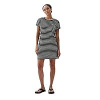 GAP Womens Relaxed Pocket T-Shirt Dress Black Stripe L Petite