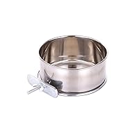 Pet Food Water Bowl with Clamp Holder Stainless Steel Coop Cup Hanging Feeder for Dog Bird Parrot Cat Rabbit (S)