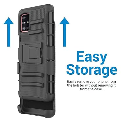 BEYOND CELL Armor Kombo Case Compatible with Samsung Galaxy A51 5G (6.5”), Hybrid Rugged Heavy Duty Protective Phone Case, Shockproof Drop Protection with Belt Clip Holster & Kickstand.
