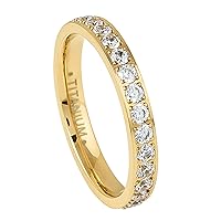 3mm Women Titanium Engagement Ring Cubic Zirconia Eternity Wedding Band Size 4-9 TRB365