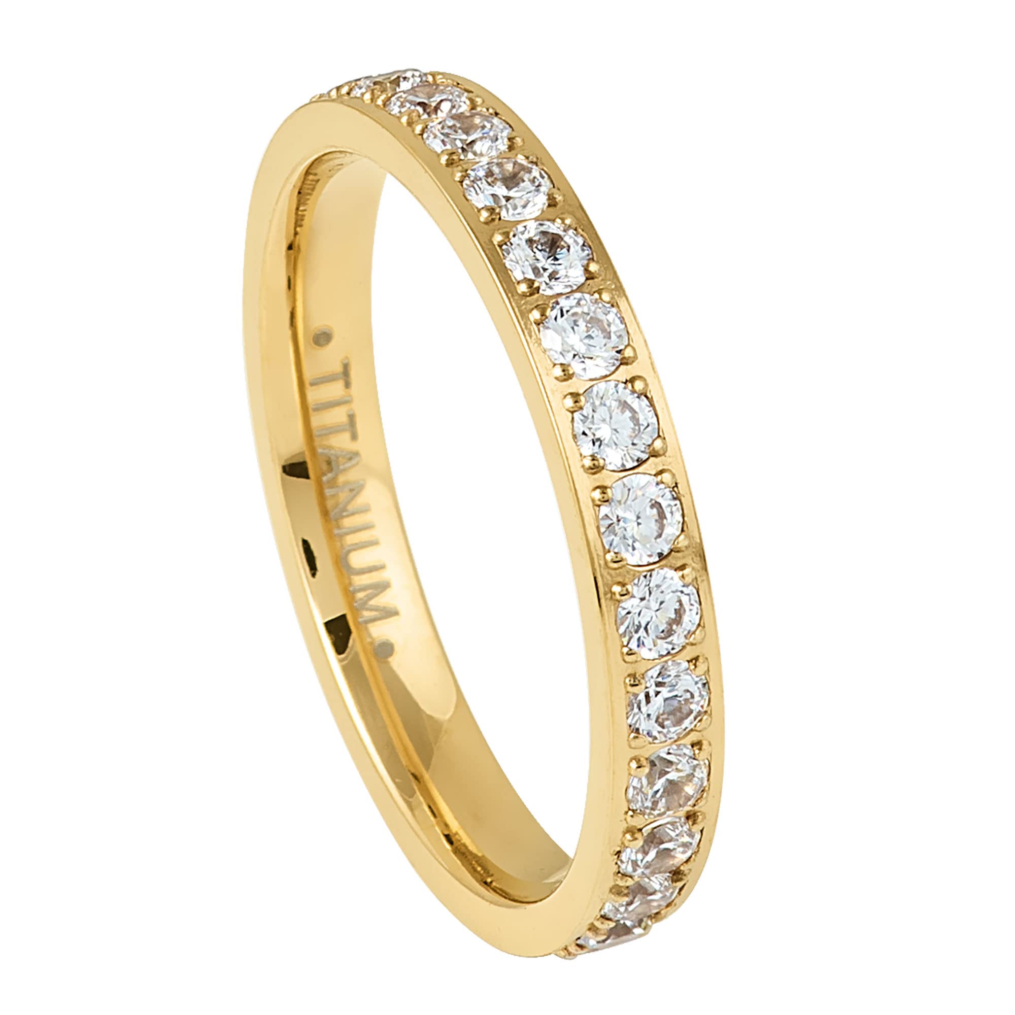 Kriskate & Co. 3mm Women Titanium Engagement Ring Cubic Zirconia Eternity Wedding Band Size 4-9 TRB365