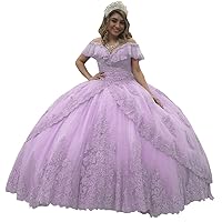 Women's Off The Shoulder Quinceanera Dresses Lace Beads Backless Sweet 16 Dress
