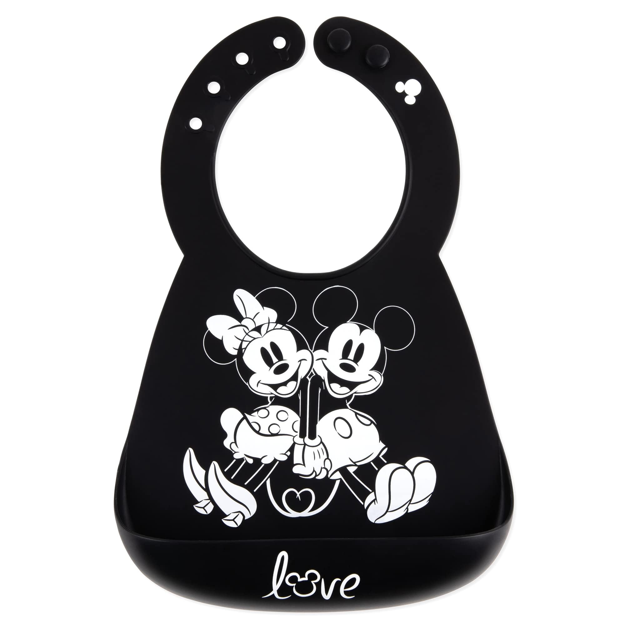 Bumkins Bibs, Silicone Pocket for Babies, Baby Bib for Girl or Boy, for 6-24 Months Up to Toddler, Essential Must Have for Eating, Feeding, Baby Led Weaning Supplies, Mess Saving, Mickey and Minnie