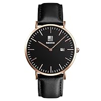 RUBEUSTAN Women's Wristwatch, Simple, black (calendar)