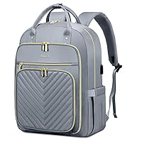LOVEVOOK Laptop Backpack for Women, Water Resistant Travel Work Backpacks Purse Stylish Business Teacher Nurse Computer Bag with USB Charging Port,Gray