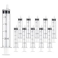 10 Pack 20cc Syringes, 20ml Plastic Syringe Individually Sealed Without Needle for Liquid, Dog Cat Syringe, Glue Applicator, Colostrum Collection (20ML)