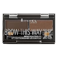 Rimmel London Brow This Way Eyebrow Sculpting Kit, Powder & Wax Duo for Ideally Groomed Brows, Dark Brown, 2.4 g