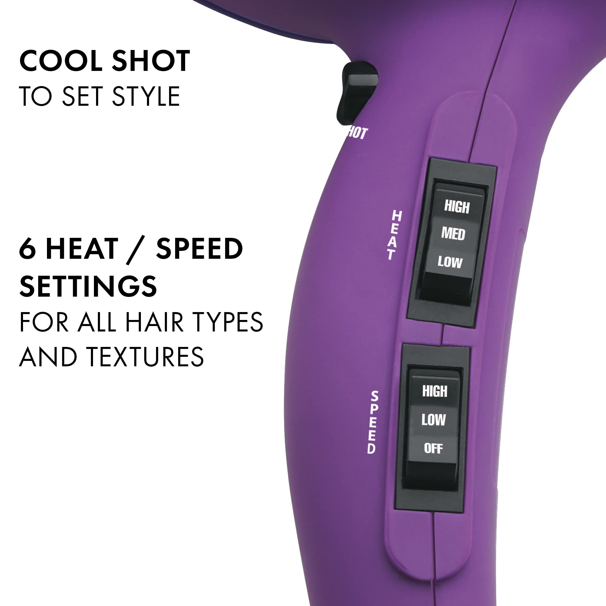 Hot Tools Pro Artist 1875W Turbo Ionic Dryer | Smooth, Frizz Free Blowouts (Purple)