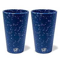 Silipint: Silicone Pint Glasses: 2 Pack Speckled Blue - 16oz Unbreakable Cups, Flexible, Hot/Cold, Sustainable, Non-Slip Easy Grip