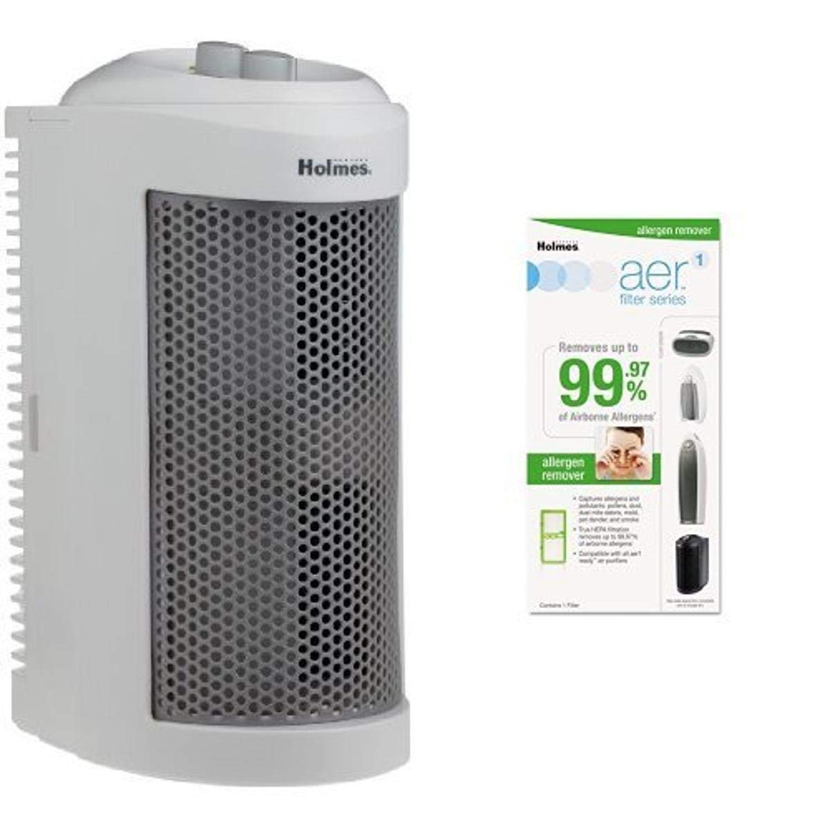 Holmes True HEPA Allergen Remover Mini Tower Air Purifier with Allergen Remover Filter