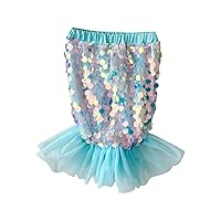 Toddler Girl Sequin Pencil Skirt with Pleated Tulle Fishtail Girls Rainbow Flower Tulle Skirt 24 Month