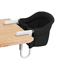 Hook On High Chair, Portable Clip on Table High Chair, High Chair That Attaches to Table Baby Feeding Seat for Baby Toddler Washable for Home and Travel Outside, for Babies 6-36 Months Toddler, Black…