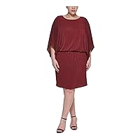 Jessica Howard Womens Plus Metallic Drapey Cocktail and Party Dress
