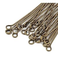 400pcs 35mm Eye Pins (Wire 0.8mm/0.03 inch/20 Gauge) Antique Bronze Plated Brass for Jewelry Beading Craft Making CF153-35