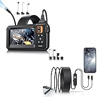Endoscope Camera with Light - Inspection Borescope, 1920P HD Snake Camera with 8 LED Lights, 16.4FT Semi-Rigid Cord Bore Scope, IP67 Waterproof Endoscope for Sewer