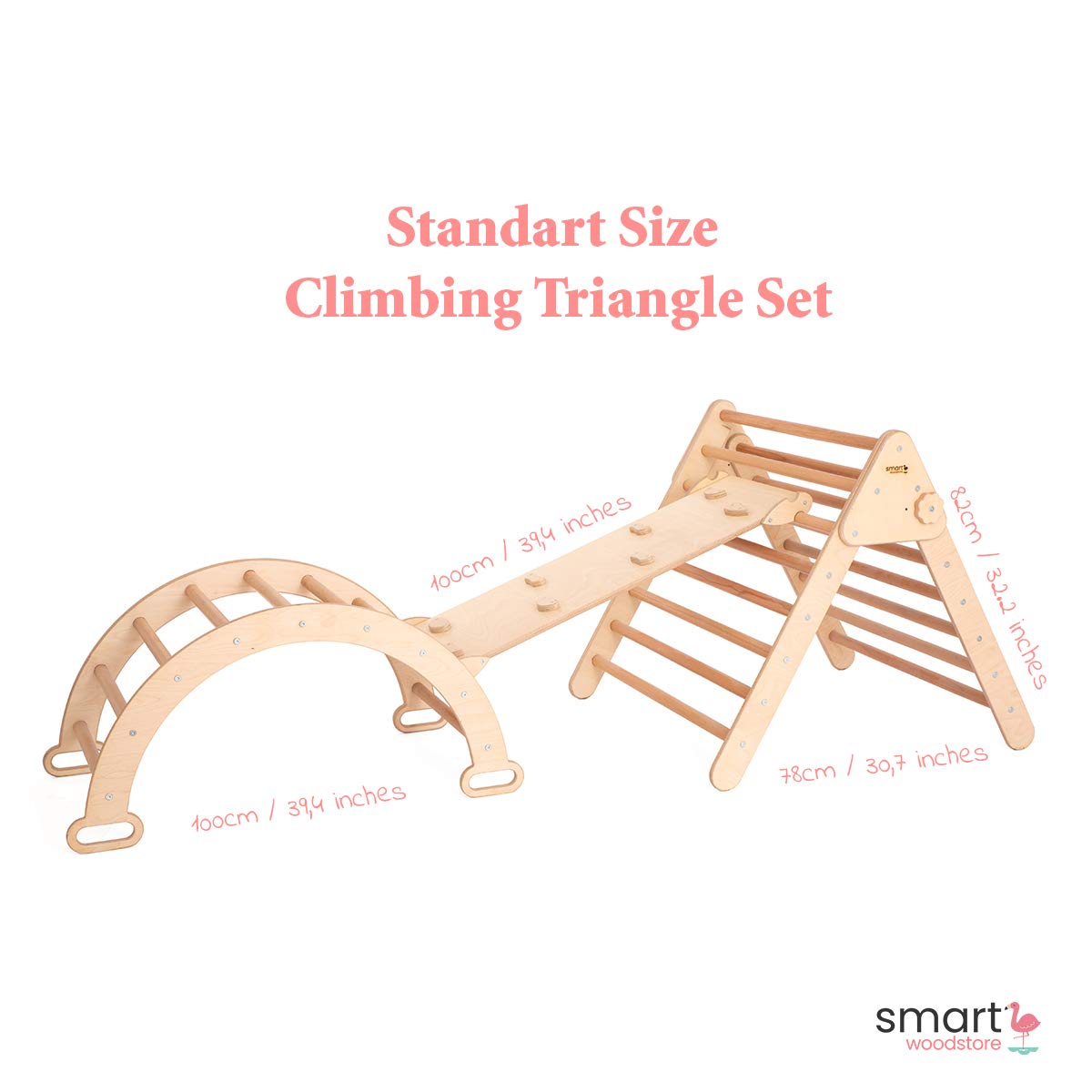 Smart Climbing Triangle with Ramp, Climbing Arch, Montessori Climber, Waldorf Ladder, Toddler Gym, Birch Hardwood