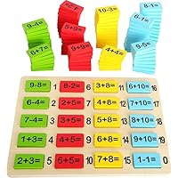 Wooden Toys Math Tiles for Learning Addition and Subtracting Number Fun Early Educational Toy Designed for Children 3+, Multi (10716)