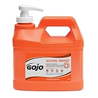 GOJO NATURAL ORANGE Pumice Hand Cleaner, 1/2 Gallon Quick Acting Lotion Hand Cleaner with Pumice Pump Bottle (Pack of 1)– 0958-04