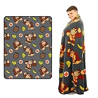 Franco Collectibles Nintendo Donkey Kong Gaming Bedding Super Soft Micro Raschel Throw, 46 in x 60 in, (Officially Licensed Product)