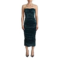 Dolce & Gabbana Turquoise Bustier Bodice Draped Midi Dress