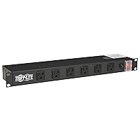 Tripp Lite 12-Outlet Rackmount PDU Power Strip, Six Front & Six Rear Facing Outlets, 15A, 120V, 15ft Cord with Right-Angle Plug, Horizontal 1U Rack Mount, Lifetime Manufacturer's Warranty (RS1215-RA)