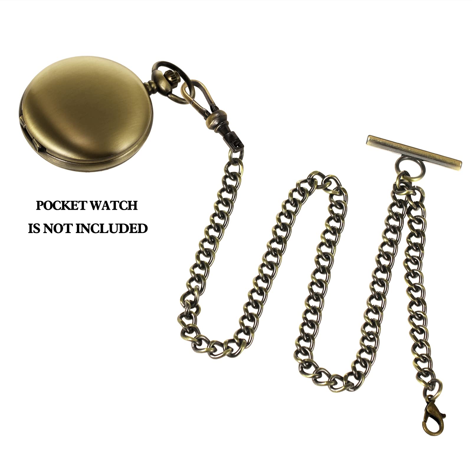 ZTA Albert Chain Pocket Watch Chain Fob Chain for Men Cross Pendant Design Medal Fob with T Bar Swivel Clasp