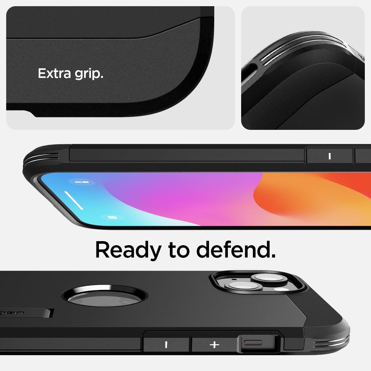 Spigen Magnetic Tough Armor MagFit Designed for iPhone 15 Case, [Military-Grade Protection] [Kickstand] Compatible with MagSafe (2023) - Black