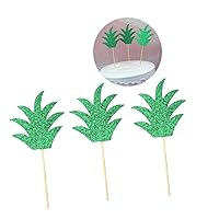 BESTOYARD 30pcs Pineapple Cupcake Topper Pineapple Party Decorations Pineapple Leaf Birthday Pineapple Decorations Pineapple Cake Wedding Cupcake Topper Cocktail Glitter Wooden