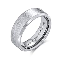 Bling Jewelry Personalized Unisex Irish Viking Celtic Infinity Love Knot Couples Wide Titanium Wedding Band Rings 7MM For Men Women Matte Silver Tone 7MM Customizable