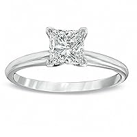 1.5Ct Princess Brilliant Cut D/VVS1 Diamond 14K White Gold Plated Silver Solitaire Engagement Ring Cubic Zirconia