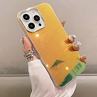 Luxury Armor Mirror Laser Glitter Soft Silicone Case for iPhone 15 Pro Max 14 11 12 Pro 13 X XS XR 7 8 Plus SE Cover,Yellow,for iPhone 14Pro