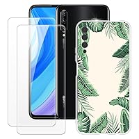 Huawei P Smart Pro 2019 Case + 2PCS Screen Protector Tempered Glass, Ultra Thin Bumper Shockproof Soft TPU Silicone Cover Case for Huawei Y9S (6.9”)